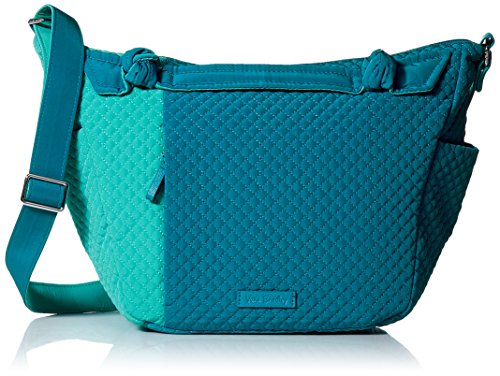 Vera Bradley Women's Microfiber Hadley on the Go Satchel Purse, Bahama Bay and Turquoise Sea, One Size