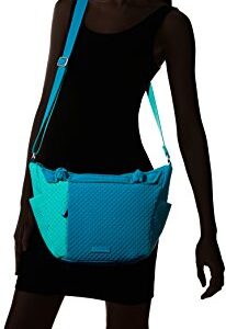 Vera Bradley Women's Microfiber Hadley on the Go Satchel Purse, Bahama Bay and Turquoise Sea, One Size