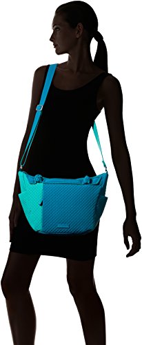 Vera Bradley Women's Microfiber Hadley on the Go Satchel Purse, Bahama Bay and Turquoise Sea, One Size