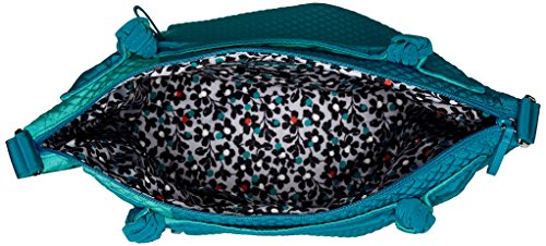 Vera Bradley Women's Microfiber Hadley on the Go Satchel Purse, Bahama Bay and Turquoise Sea, One Size