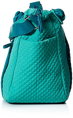 Vera Bradley Women's Microfiber Hadley on the Go Satchel Purse, Bahama Bay and Turquoise Sea, One Size