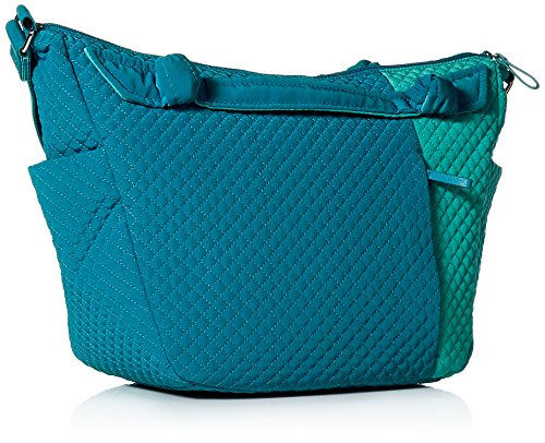 Vera Bradley Women's Microfiber Hadley on the Go Satchel Purse, Bahama Bay and Turquoise Sea, One Size