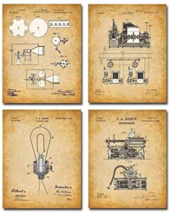 original thomas edison patent prints – set of four photos (8×10) unframed – makes a great home or office decor and gift under $20 for inventors