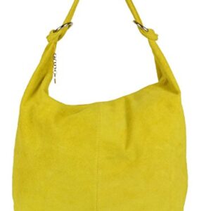 Girly HandBags Hobo Italian Suede Genuine Leather Shoulder Bag Yellow