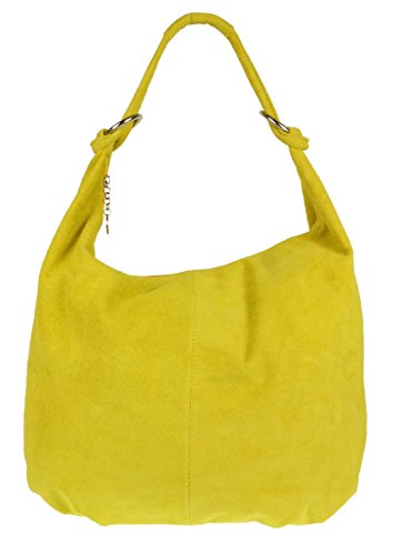 Girly HandBags Hobo Italian Suede Genuine Leather Shoulder Bag Yellow