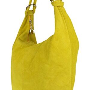 Girly HandBags Hobo Italian Suede Genuine Leather Shoulder Bag Yellow