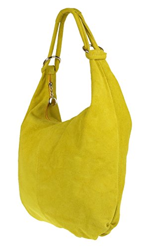 Girly HandBags Hobo Italian Suede Genuine Leather Shoulder Bag Yellow