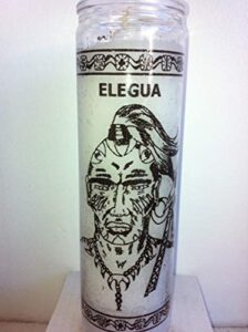elegua eleggua 7 day unscented 1 color white candle in glass