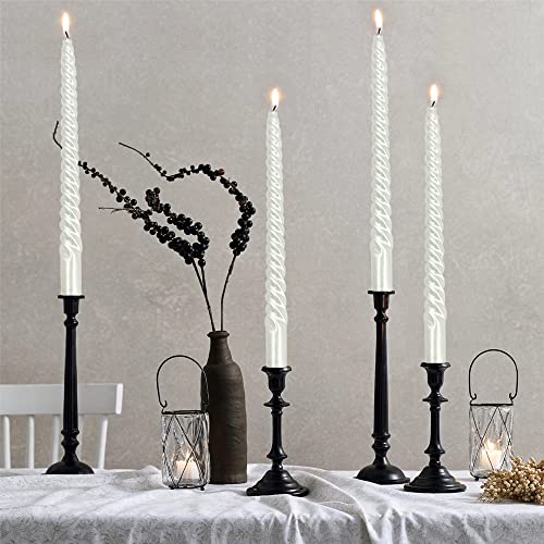 Gedengni 4pcs White Twist Taper Candle, Spiral Taper Candle, Taper Twisted Dinner Dining Table Wedding Spiral Long Candles Wax