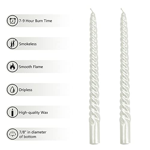 Gedengni 4pcs White Twist Taper Candle, Spiral Taper Candle, Taper Twisted Dinner Dining Table Wedding Spiral Long Candles Wax