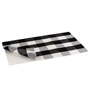 buffalo plaid rug | buffalo check outdoor rug | black and white checkered outdoor rug | front door mat | porch, kitchen & indoor rugs | cotton welcome rug | washable 24×36 inches + bonus anti-slip mat