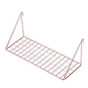 GRIDYMEN Straight Flat Display Shelf for Wall Grid Panel, Wire Hanging Organizer Rack Bin Storage Mountable, 11.8" Width x 4.3" Depth, Rose Gold