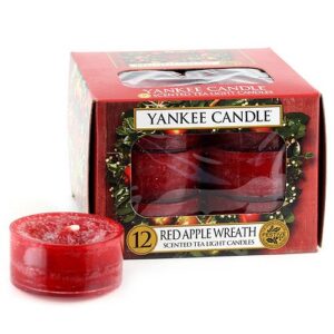 red apple wreath yankee candle tea lights – set of 12
