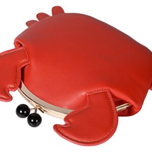 QZUnique Crab Shape Handbag Novelty Crossbody Bag Animal Shaped Purse Detachable Shoulder Bag Women's Satchel Red