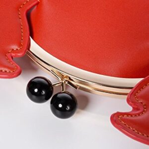 QZUnique Crab Shape Handbag Novelty Crossbody Bag Animal Shaped Purse Detachable Shoulder Bag Women's Satchel Red