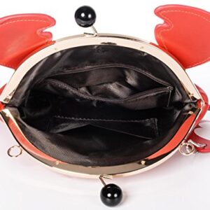 QZUnique Crab Shape Handbag Novelty Crossbody Bag Animal Shaped Purse Detachable Shoulder Bag Women's Satchel Red