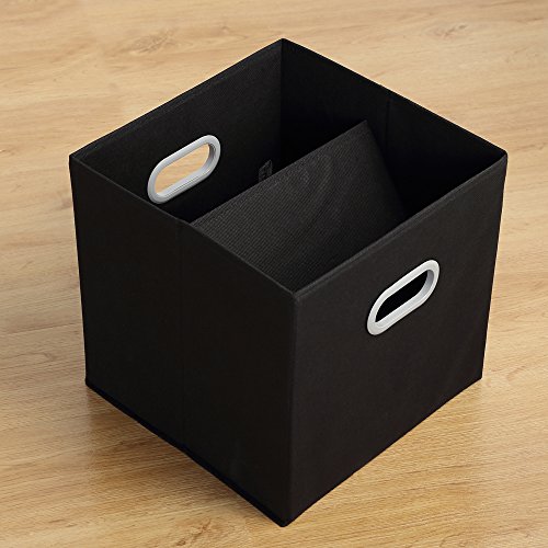 MAX Houser Fabric Cloth Storage Bins,Foldable Storage Cubes Organizer Baskets with Dual Handles for Home Bedroom Storage,Set of 6(Black)