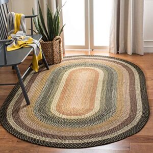 SAFAVIEH Braided Collection 5' x 8' Oval Multi BRD308A Handmade Country Cottage Reversible Area Rug