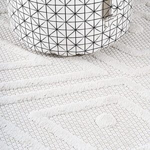 JONATHAN Y IBZ100D-5R Balansat Moroccan Diamond Indoor Outdoor Area-Rug Bohemian Geometric Easy-Cleaning Bedroom Kitchen Backyard Patio Porch Non Shedding, 5' Round, Ivory