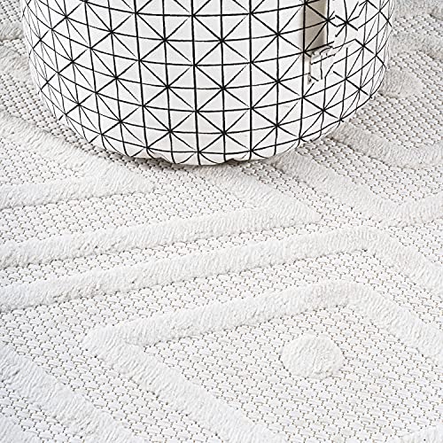 JONATHAN Y IBZ100D-5R Balansat Moroccan Diamond Indoor Outdoor Area-Rug Bohemian Geometric Easy-Cleaning Bedroom Kitchen Backyard Patio Porch Non Shedding, 5' Round, Ivory