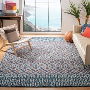 safavieh aspen collection 3′ x 5′ blue / red apn812m handmade boho wool area rug