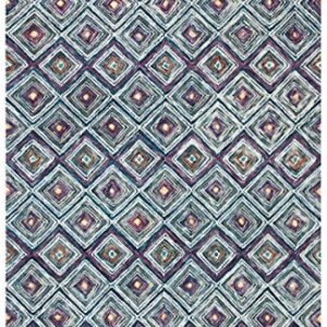 SAFAVIEH Aspen Collection 3' x 5' Blue / Red APN812M Handmade Boho Wool Area Rug