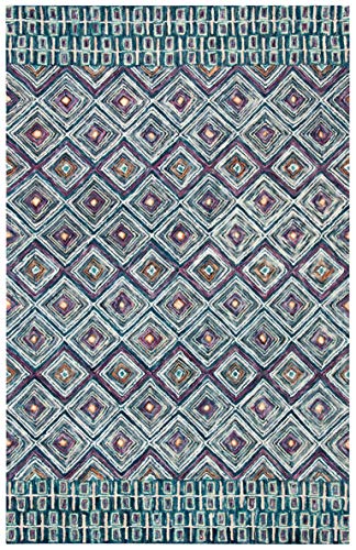 SAFAVIEH Aspen Collection 3' x 5' Blue / Red APN812M Handmade Boho Wool Area Rug