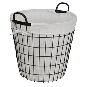 Cheung's 16S004 Lined Metal Wire Basket with Handles, Black