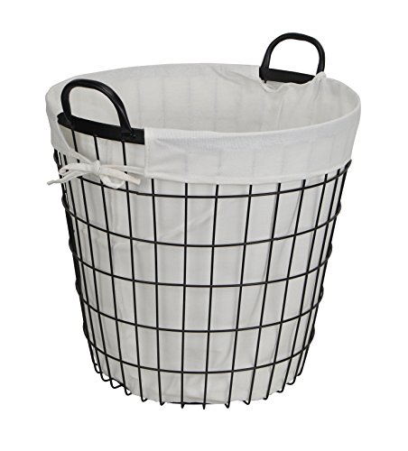 Cheung's 16S004 Lined Metal Wire Basket with Handles, Black