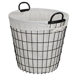 Cheung's 16S004 Lined Metal Wire Basket with Handles, Black