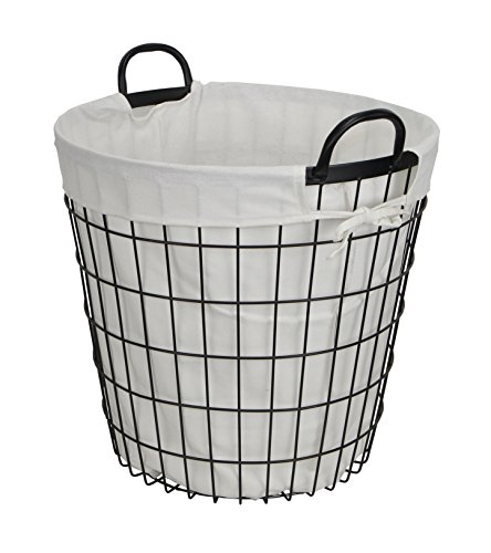 Cheung's 16S004 Lined Metal Wire Basket with Handles, Black