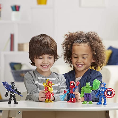 Marvel Super Hero Adventures 5-Inch Action Figure 5-Pack, Includes Captain America, Spider-Man, 5 Accessories (Amazon Exclusive)