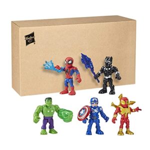 Marvel Super Hero Adventures 5-Inch Action Figure 5-Pack, Includes Captain America, Spider-Man, 5 Accessories (Amazon Exclusive)