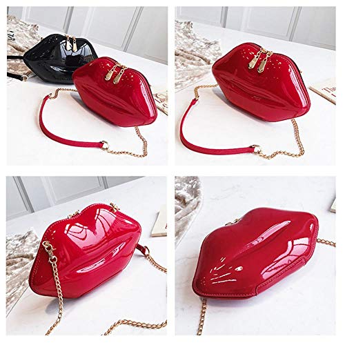 Women's Lips Evening Bag Purses Clutch Vintage Banquet Handbag Chain Crossbody Shoulder Bag (Red)