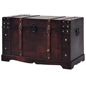 vidaxl vintage treasure chest home indoor bedroom living room wooden storage trunk organizer box side stand treasure chest furniture wood