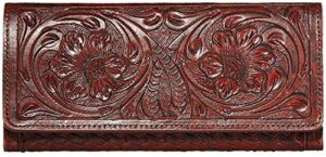 mauzari sydney genuine leather women’s wallet — tooled floral design