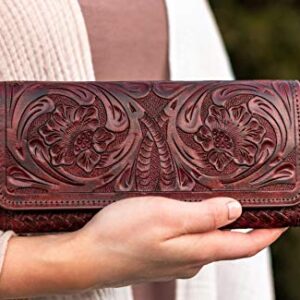 Mauzari Sydney Genuine Leather Women's Wallet — Tooled Floral Design