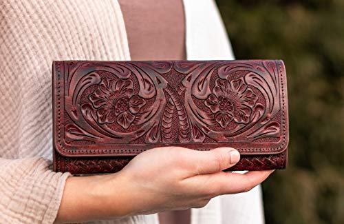 Mauzari Sydney Genuine Leather Women's Wallet — Tooled Floral Design