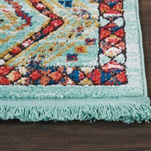 Nourison Tribal Decor Tribal Aqua 2'2" x 4'3" Area -Rug, Easy -Cleaning, Non Shedding, Bed Room, Living Room, Dining Room, Kitchen (2x4)