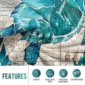 Levens Sea Turtle Throw Blanket Soft Ocean Animal Blanket for Bed Couch Sofa Lightweight Travelling Camping Throw for Kids Adults 50"x60"