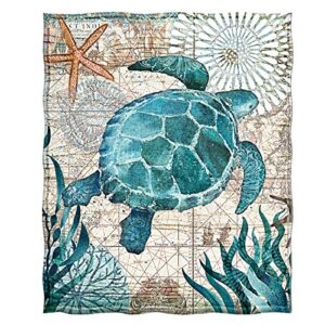 Levens Sea Turtle Throw Blanket Soft Ocean Animal Blanket for Bed Couch Sofa Lightweight Travelling Camping Throw for Kids Adults 50"x60"