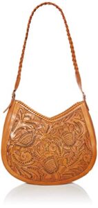 mauzari sonoma women’s large tooled leather hobo handbag (honey)