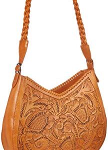 Mauzari Sonoma Women's Large Tooled Leather Hobo Handbag (Honey)