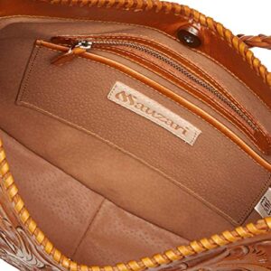 Mauzari Sonoma Women's Large Tooled Leather Hobo Handbag (Honey)