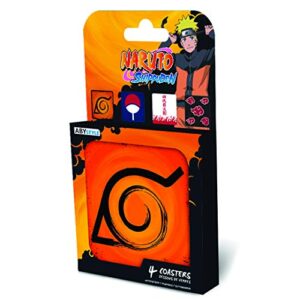 ABYstyle Naruto Shippuden Coaster Set Includes Hidden Leaf, Uchiha, Hokage, & Akatsuki Emblems 3.75" x 3.75" Anime Manga Home & Kitchen 4 Pcs