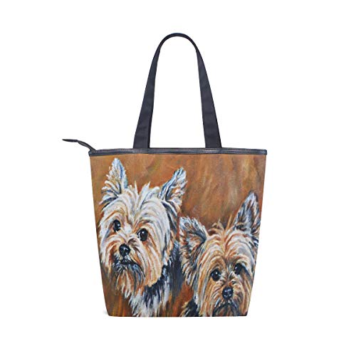 Women Yorkie Bro Shoulder Bags Casual Vintage Canvas Handbags Top Handle Tote Shopping Bags One Size