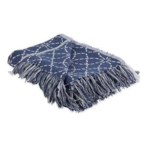 DII French Blue Concentric Circles Throw with Fringe, 50x60