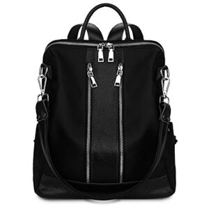 yaluxe fashion backpacks purse for women large capacity genuine leather&nylon school bag fashion design