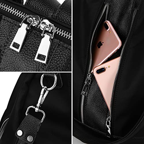 YALUXE Fashion Backpacks Purse for Women Large Capacity Genuine Leather&Nylon School Bag Fashion Design