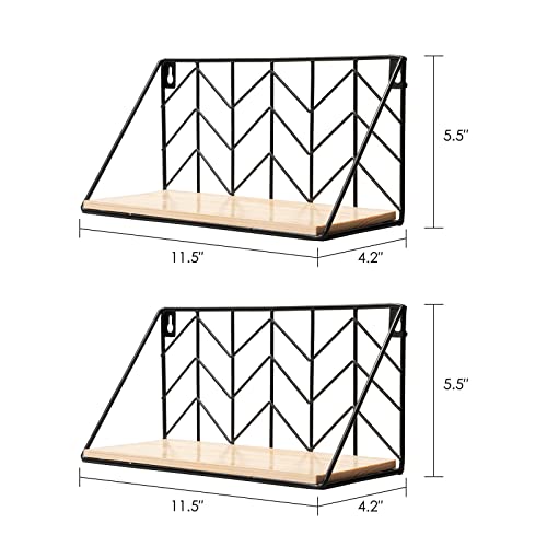 TIMEYARD Floating Shelves Wall Mounted Set of 2 Rustic Arrow Design Wood Storage for Bedroom, Living Room, Bathroom, Kitchen, Office, etc